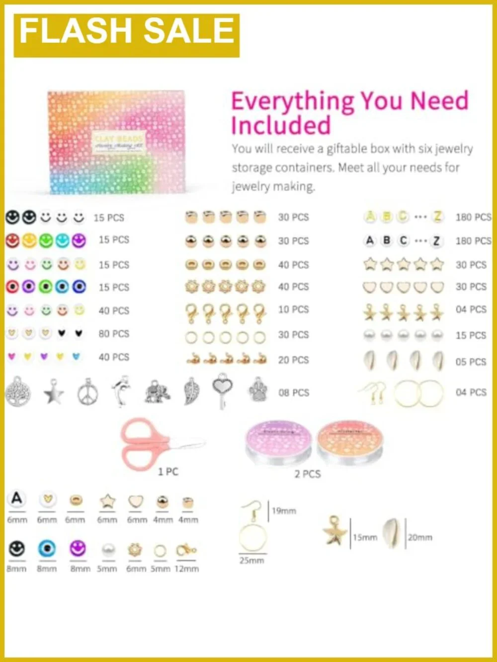 20000 Pcs Clay Beads Bracelet Making Kit Polymer Beads Jewelry Kit with Charms